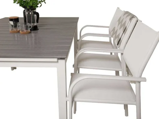 Levels Tuinmeubelset Tafel 100X160/240Cm En 6 Stoel Santorini Wit, Grijs.