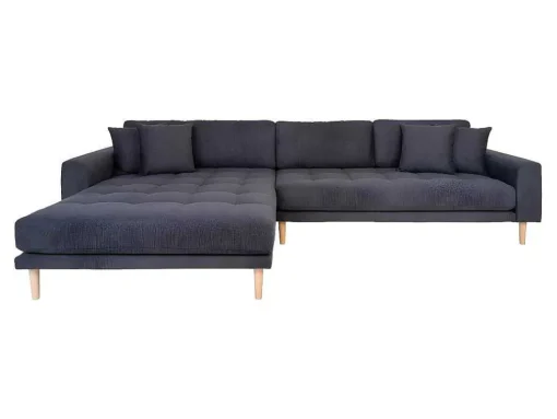 Lido Bank , Loungebank Links Gericht Met 4 Kussens Donkergrijs.