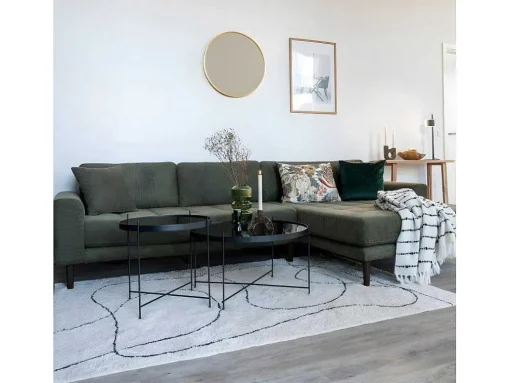 Lido Bank Bank Met Chaise Longue Rechts Gericht 4 Kussens Groen.