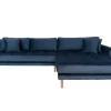 Lido Bank Met Chaise Longue Rechts Velours Donker Blauw.