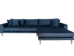 Lido Bank Met Chaise Longue Rechts Velours Donker Blauw.