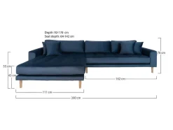 Lido Bank Met Chaise Longue Links Velours Donker Blauw.