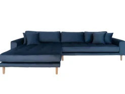 Lido Bank Met Chaise Longue Links Velours Donker Blauw.