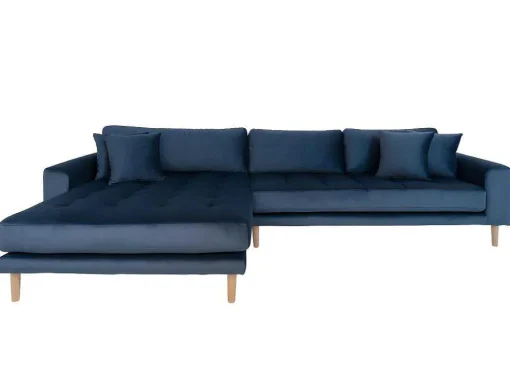 Lido Bank Met Chaise Longue Links Velours Donker Blauw.