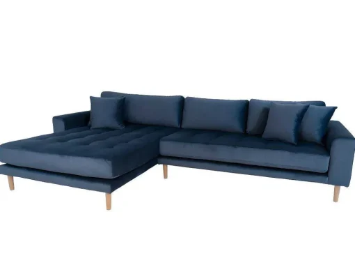 Lido Bank Met Chaise Longue Links Velours Donker Blauw.