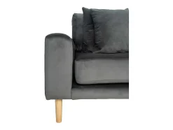 Lido Chaiselong Sofa Rechts Met 4 Kussens, Velour Grijs.