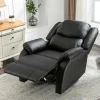 Liggende Relaxfauteuil Met Verstelbare Handvoetsteun, Bekleding Van Zwart Kunstleer
