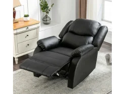 Liggende Relaxfauteuil Met Verstelbare Handvoetsteun, Bekleding Van Zwart Kunstleer