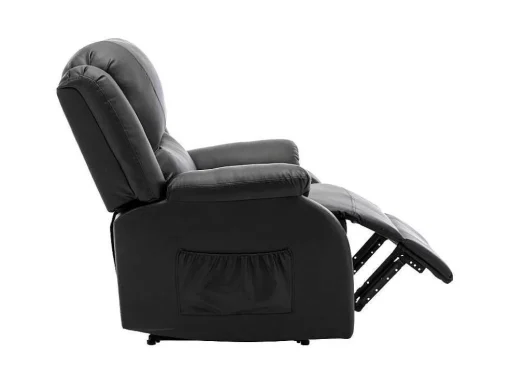 Liggende Relaxfauteuil Met Verstelbare Handvoetsteun, Bekleding Van Zwart Kunstleer