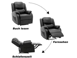Liggende Relaxfauteuil Met Verstelbare Handvoetsteun, Bekleding Van Zwart Kunstleer