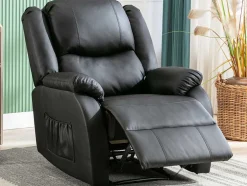 Liggende Relaxfauteuil Met Verstelbare Handvoetsteun, Bekleding Van Zwart Kunstleer