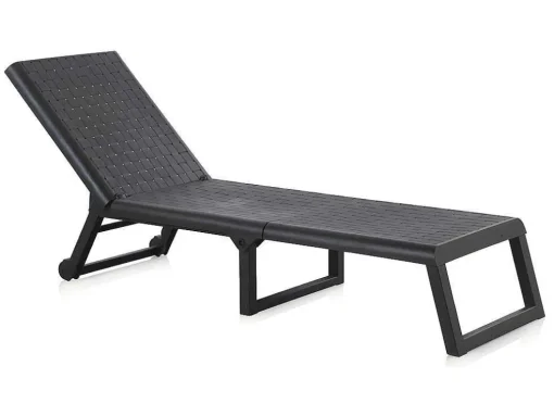 Ligstoel Met Gevlochten Effect Canberra - Zonder Matras - Grijs