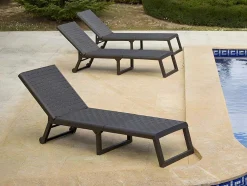 Ligstoel Met Gevlochten Effect Canberra - Zonder Matras - Grijs