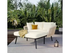 Ligstoel, Tuinbank - Gegalvaniseerd Staal En Gevlochten Touw - 2 Plaatsen - Beige