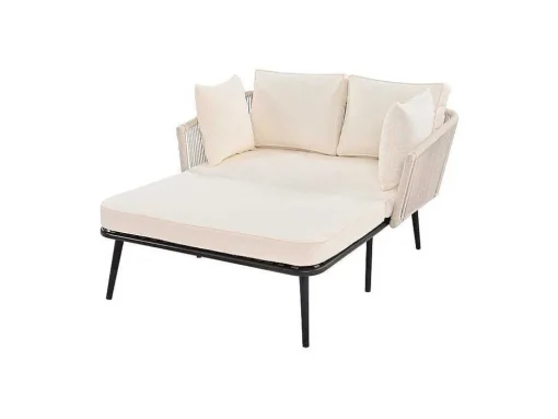 Ligstoel, Tuinbank - Gegalvaniseerd Staal En Gevlochten Touw - 2 Plaatsen - Beige