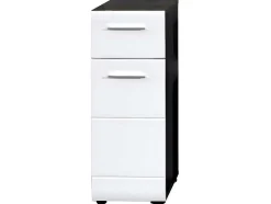 Linebad Badkamerkast 1 Deur, 1 Lade Gerookt Zilver, Wit Hoogglans.