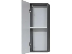Linebad Badkamerkast 1 Deur Gerookt Zilver, Wit Hoogglans.
