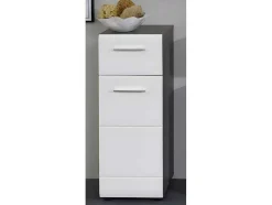 Linebad Badkamerkast 1 Deur, 1 Lade Gerookt Zilver, Wit Hoogglans.