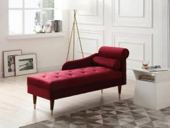 Linkse Chaise Longue Van Bordeaux-Rood Velours Umari