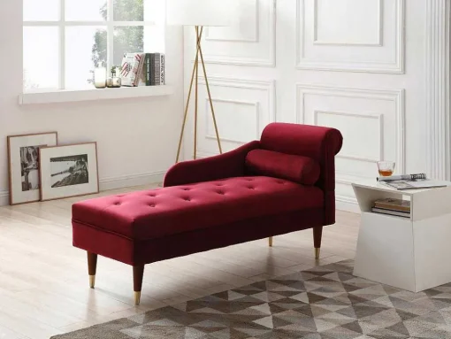 Linkse Chaise Longue Van Bordeaux-Rood Velours Umari