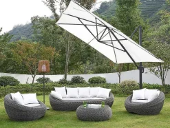 Loungeset Van Geweven Hars - Grijs - Zitbank, 2 Fauteuils En Salontafel - Whiteheaven