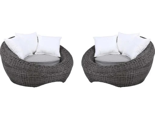 Loungeset Van Geweven Hars - Grijs - Zitbank, 2 Fauteuils En Salontafel - Whiteheaven