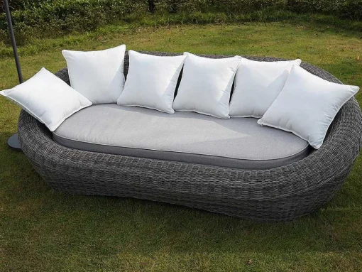 Loungeset Van Geweven Hars - Grijs - Zitbank, 2 Fauteuils En Salontafel - Whiteheaven