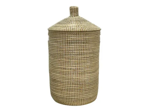 Mand Van Zeegras Met Deksel - D39 X H71 - Naturel - Juvami