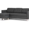 Marino 3-Zitsbank Met Chaise Longue Links Stof Donkergrijs.
