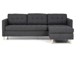 Marino 3-Zitsbank Met Chaise Longue Links Stof Donkergrijs.