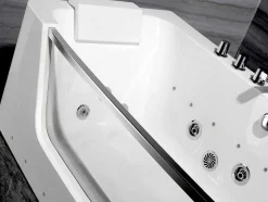 Massagebad Met Glazen Wand En Ledverlichting Dyona - 260L - 1 Persoon - 170*85*58Cm - Balneo Therapie
