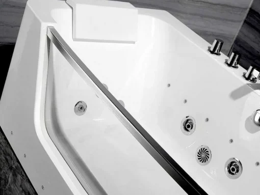Massagebad Met Glazen Wand En Ledverlichting Dyona - 260L - 1 Persoon - 170*85*58Cm - Balneo Therapie