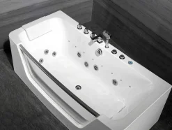 Massagebad Met Glazen Wand En Ledverlichting Dyona - 260L - 1 Persoon - 170*85*58Cm - Balneo Therapie