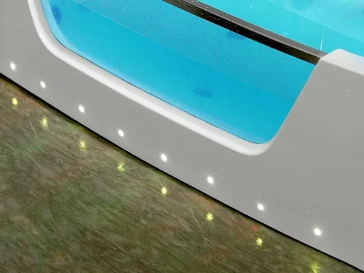 Massagebad Met Glazen Wand En Ledverlichting Dyona - 260L - 1 Persoon - 170*85*58Cm - Balneo Therapie