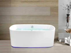 Massagebad Met Ledverlichting - Balneo Therapie Sirgao - 1 Persoon - 155L - 75X150Cm - Wit