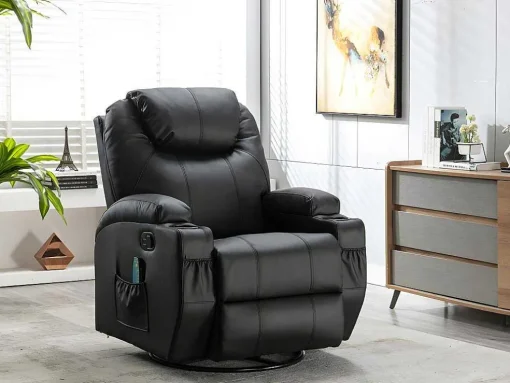 Massagestoel Van Kunstleer Silvano - Zwart