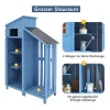 Massief Houten Tuinhuis Met Pvc Schuin Dak - 2 Planken 3 Klapdeuren - L124 X D46 X H174 Cm - Blauw