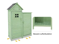 Massief Houten Tuinhuis Met Pvc Schuin Dak - 2 Planken 3 Klapdeuren - L118 X D54 X H173 Cm - Groen