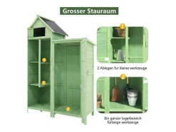 Massief Houten Tuinhuis Met Pvc Schuin Dak - 2 Planken 3 Klapdeuren - L118 X D54 X H173 Cm - Groen