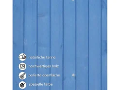Massief Houten Tuinhuis Met Pvc Schuin Dak - 2 Planken 3 Klapdeuren - L124 X D46 X H174 Cm - Blauw