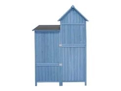 Massief Houten Tuinhuis Met Pvc Schuin Dak - 2 Planken 3 Klapdeuren - L118 X D54 X H173 Cm - Blauw