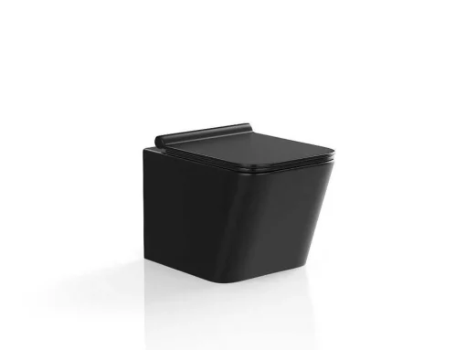 Mat Zwarte Hang-Wc Van Keramiek Zonder Rand - Clemona
