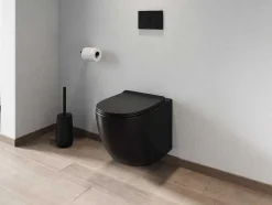 Mat Zwarte Hang-Wc Van Keramiek Zonder Rand - Javoine