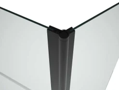 Matzwart Badscherm Met Handdoekhouder En Draaibare Retour - (70 + 30) X 140 Cm - Primael