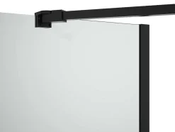 Matzwart Badscherm Met Handdoekhouder En Draaibare Retour - (70 + 30) X 140 Cm - Primael