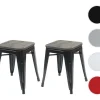 Mcw-A73 Kruk (Set Van 2) Houten Zitting, Zwart