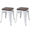 Mcw-A73 Kruk (Set Van 2) Houten Zitting, Wit