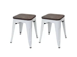 Mcw-A73 Kruk (Set Van 2) Houten Zitting, Wit