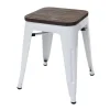 Mcw-A73 Kruk (Set Van 4) Houten Zitting, Wit