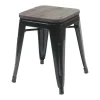 Mcw-A73 Kruk (Set Van 6) Houten Zitting, Zwart